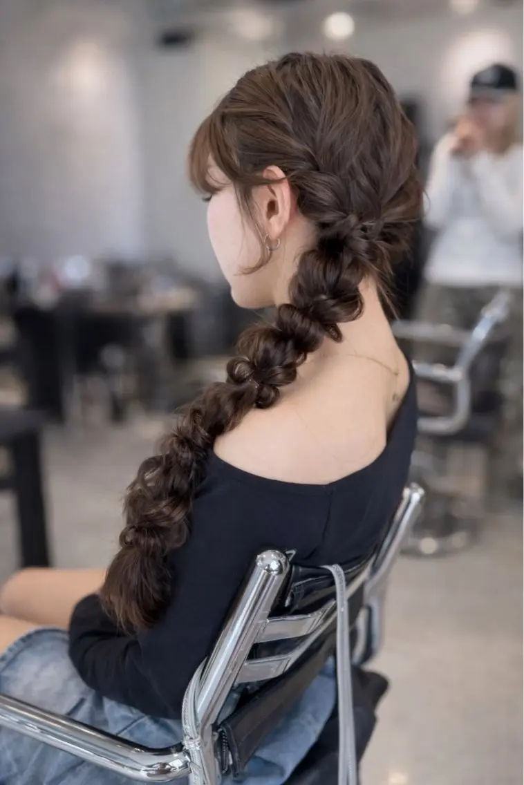 ロング カラー パーマ ヘアアレンジ ヘアセット 透明感/オリーブ/ グレージュ/YUKAのヘアスタイル