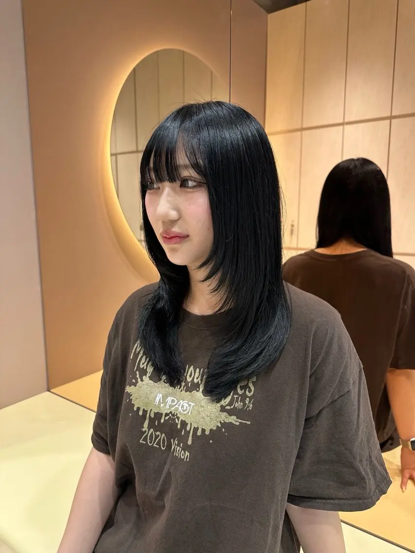 ミディアム ブリーチなしW🎀 髪質改善/はのんのヘアスタイル
