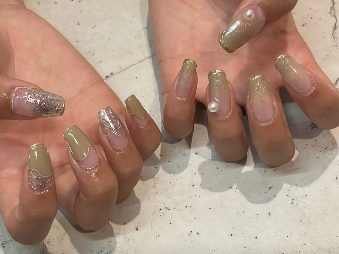 ネイル ハンドネイル 韓国/ワンホン/長さ 出しつけ放題🎀のネイルデザイン