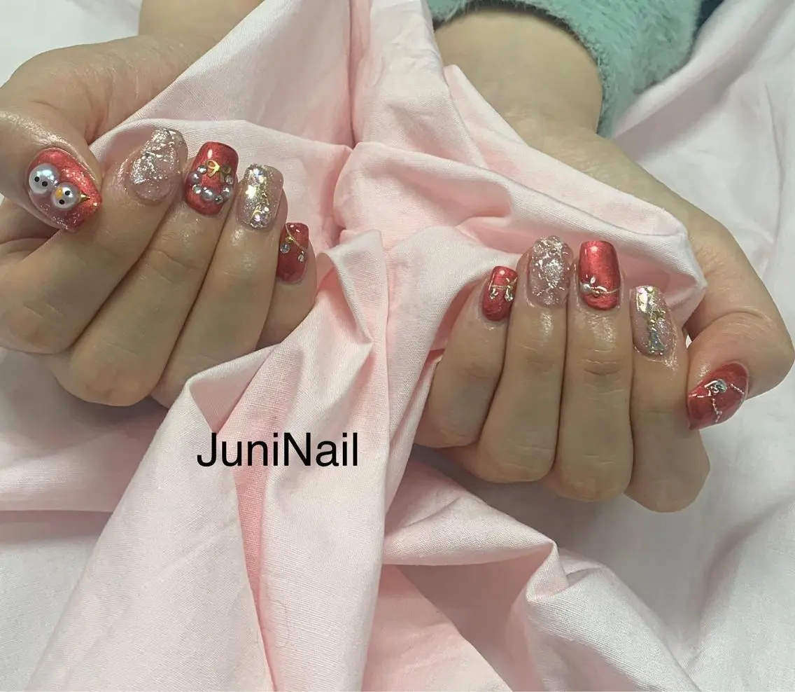 ネイル オーロラネイル クリアネイル 成人式 フラッシュネイル フレンチネイル ハンドネイル JuniNail 주니네일🇰🇷suのネイルデザイン