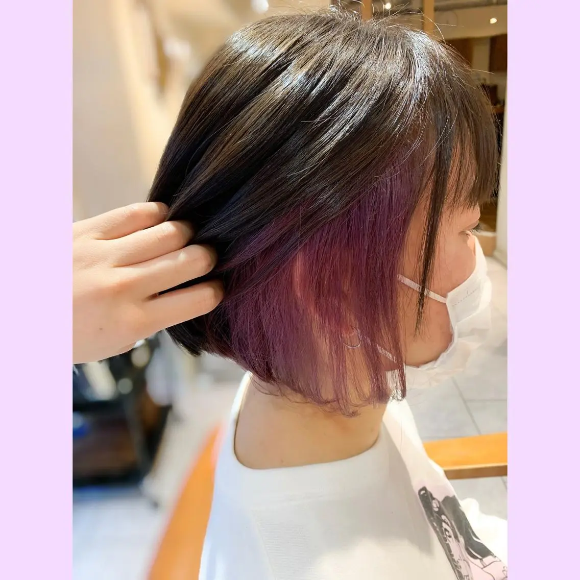 ショート カラー ブリーチ イルミナカラー バイオレットカラー 浅沼 久瑠美のヘアスタイル