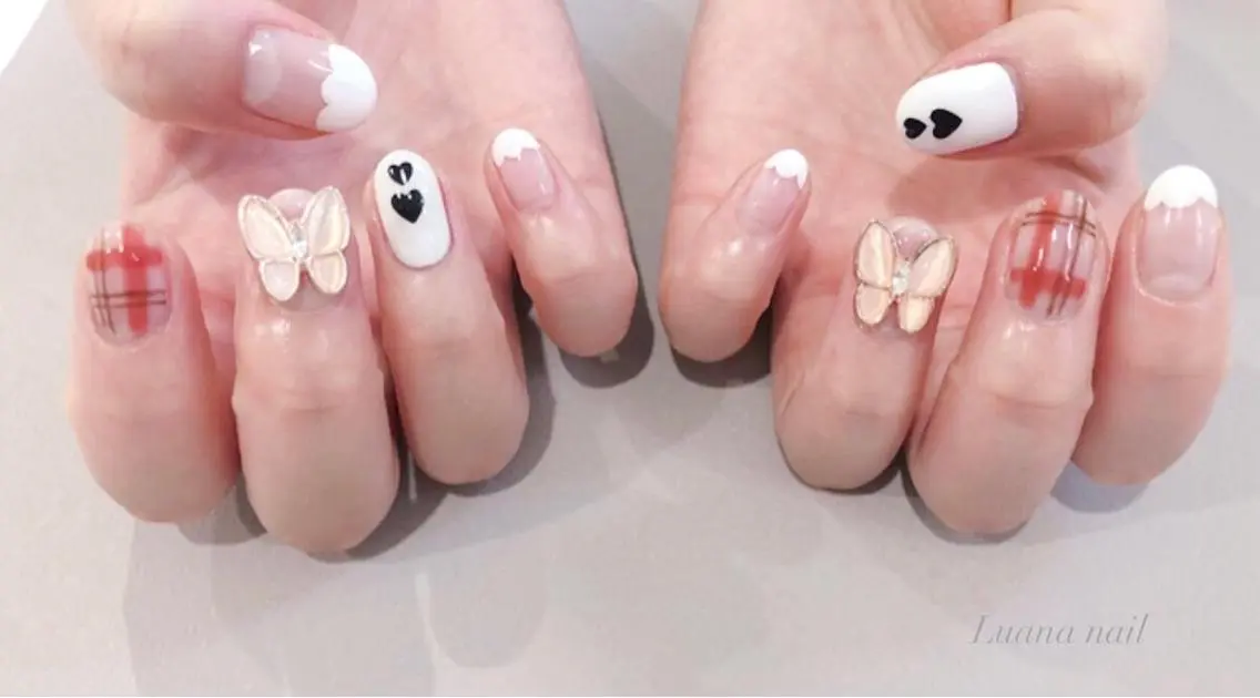 ショート キッズ ネイル 韓国風ヘア ハート 韓国ネイル Luana nail (ルアナネイル)のネイルデザイン