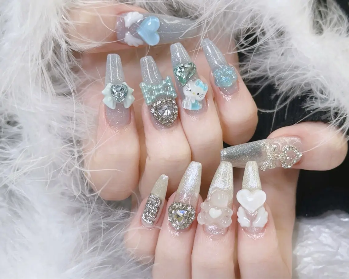 🫧【ハンド長さだし】初回ソフトジェルオフ無料✨スカルプ長さだし10本＋持ち込みデザイン時間内デザインパーツ10本できるの写真