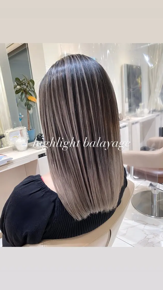 ミディアム カラー バレイヤージュ ベージュカラー 透明感カラー グレージュ ハイライトカラー ヘアカラー トリートメント 大宮/バレイヤージュ 髪質改善/澤田隆誠のヘアスタイル