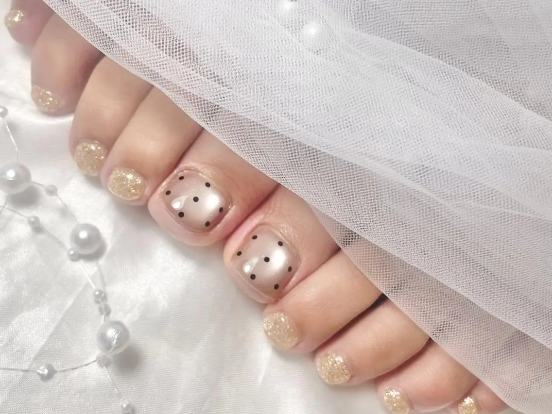 ネイル ドット 韓国ネイル ワンホンネイル フットネイル joie ange 雪菜のネイルデザイン