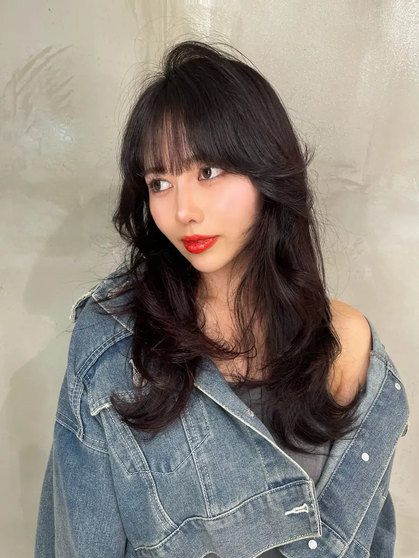 セミロング カット パーマ 韓国✖️網紅🖤 パーマYURIYAのヘアスタイル