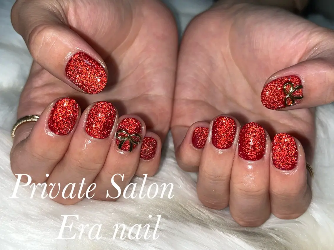 ネイル フラッシュネイル ワンカラーネイル リボン ハンドネイル Era nailのネイルデザイン