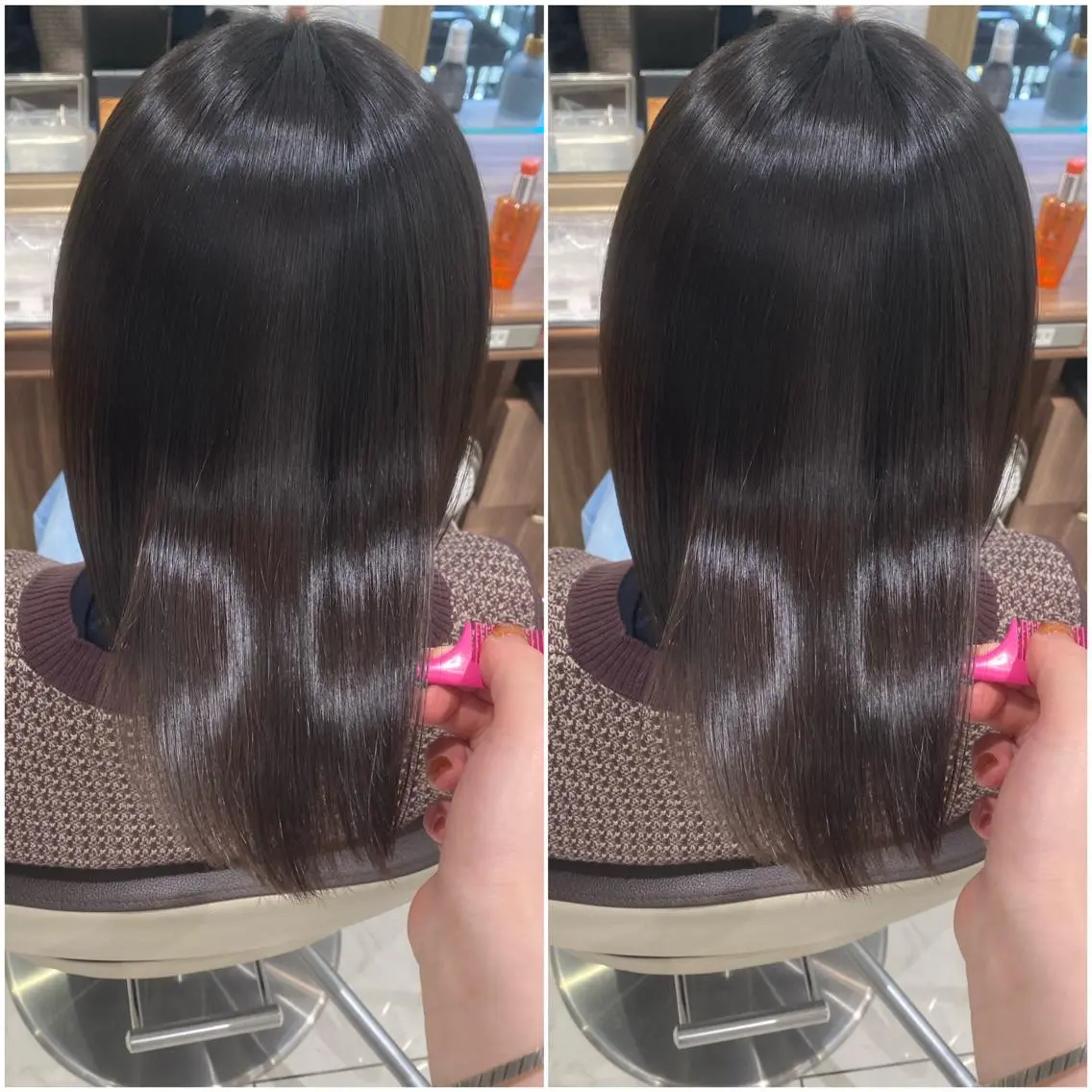 ミディアム パーマ カット 縮毛矯正 全席個室 暖色カラー Zina松園優香🌸のヘアスタイル