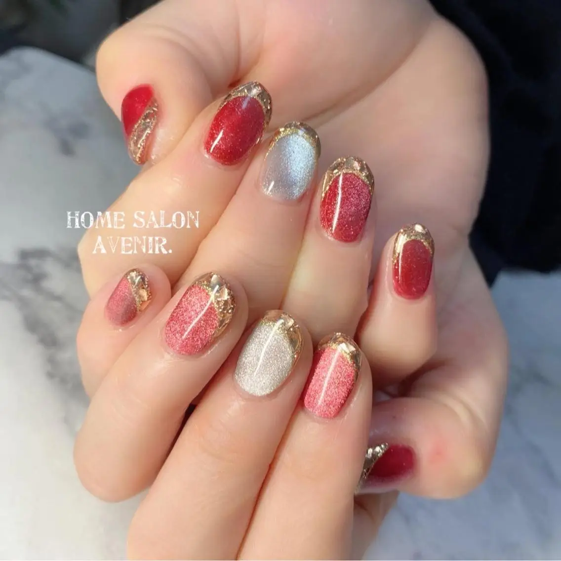 ネイル フレンチネイル ガラスフレンチ Home Salon Avenir.のネイルデザイン