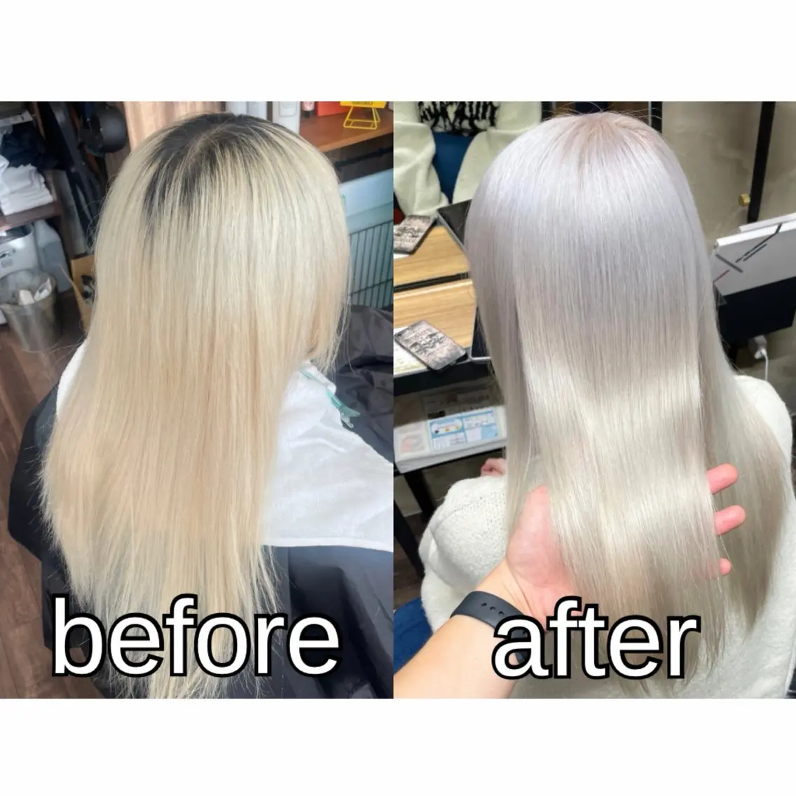 セミロング カラー 髪質改善 トリートメント 酸熱トリートメント カット ヘアカラー トリートメント Lull1人美容室 イージーパーマのヘアスタイル