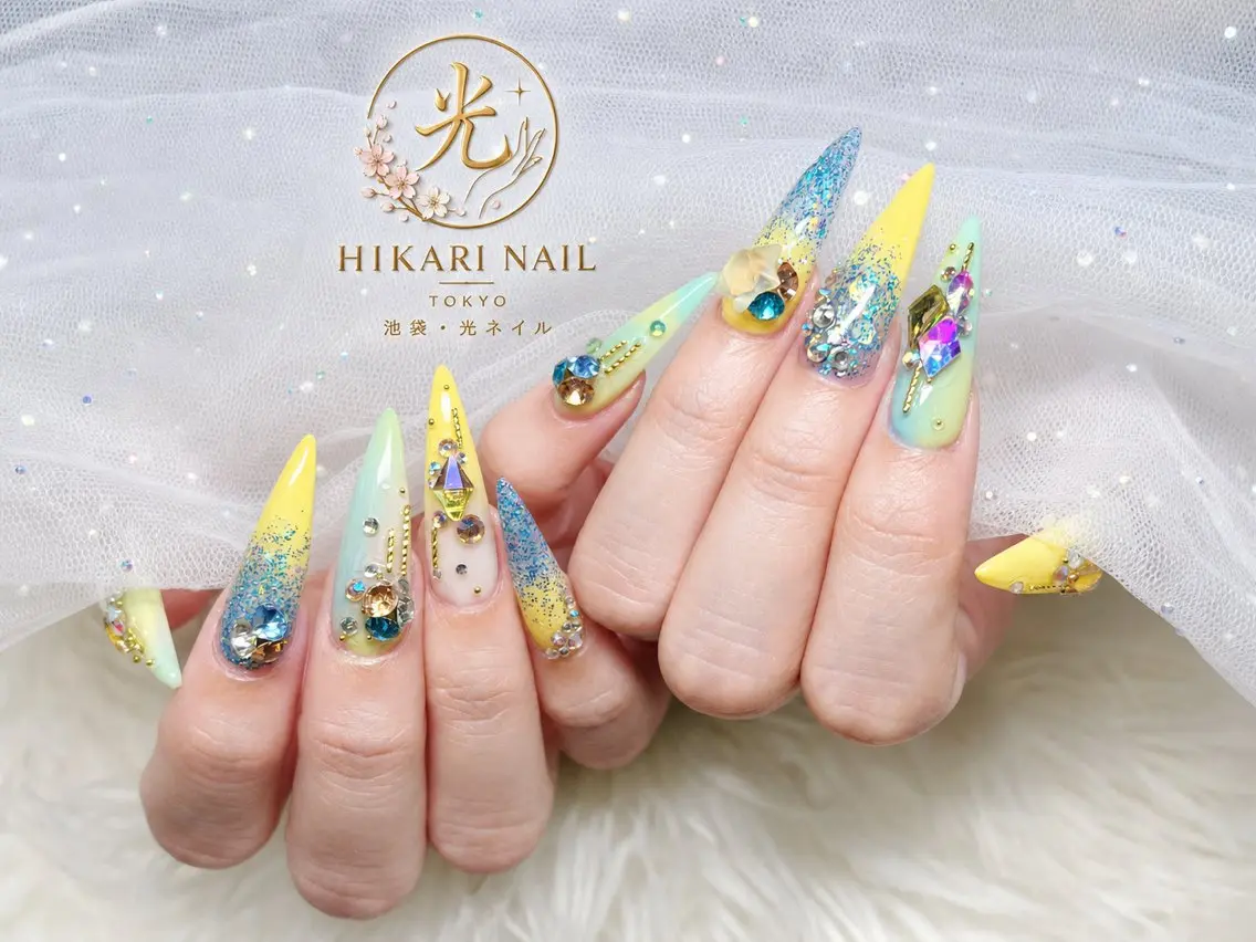 ネイル チークネイル 長さ出し フレンチネイル ガーリー ハート ハンドネイル HikariNail Ikebukuroのネイルデザイン