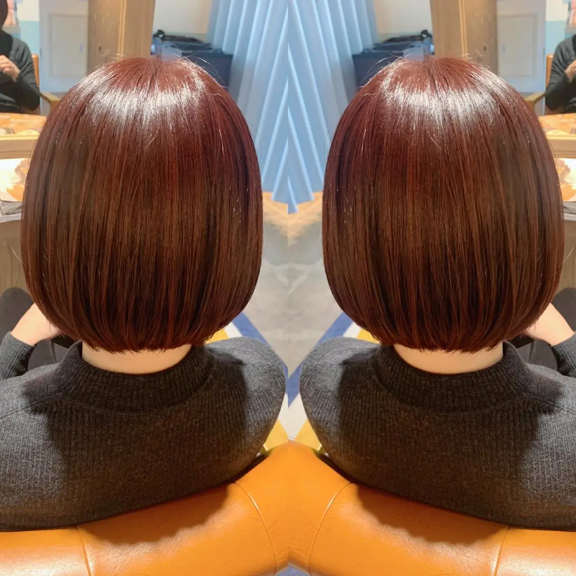 ショート カラー ブラウンカラー レッドカラー レッドブラウン ボブ 韓国🇰🇷 ✂︎hair 内田愛のヘアスタイル