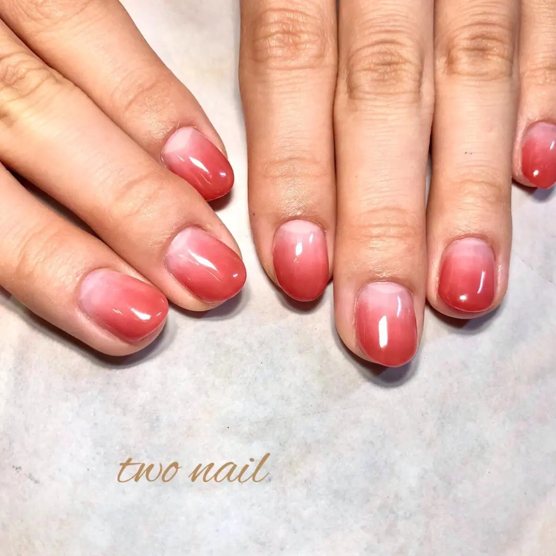 ネイル ブラウン フットネイル グラデーション ハート オフィスネイル ハンドネイル two nailのネイルデザイン