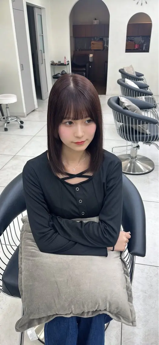 セミロング カラー ベージュカラー ブリーチ ラベンダーカラー ラベンダーベージュ 縮毛矯正 ヘアカラー 艶髪／ブリーチ🌟 銀座/HARUKAのヘアスタイル