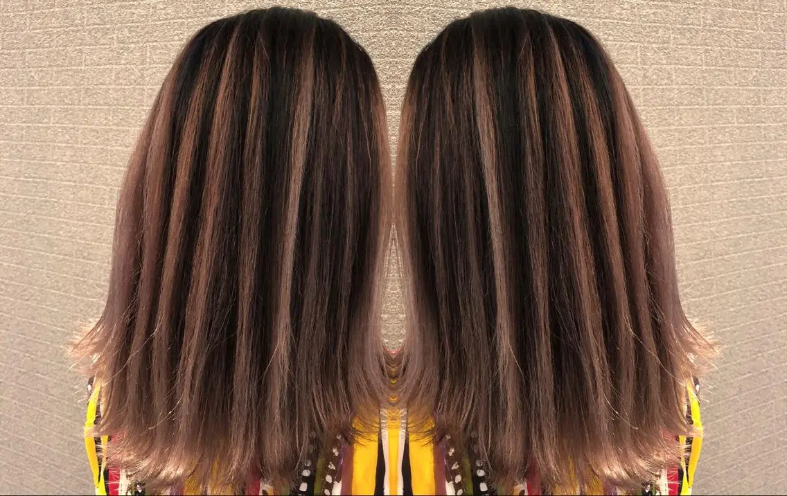 ミディアム カラー ヘアアレンジ バレイヤージュ デザインカラー ハイライトカラー ハイライト レイヤーカット アンドウ ユウ/ レイヤーカット/韓国のヘアスタイル