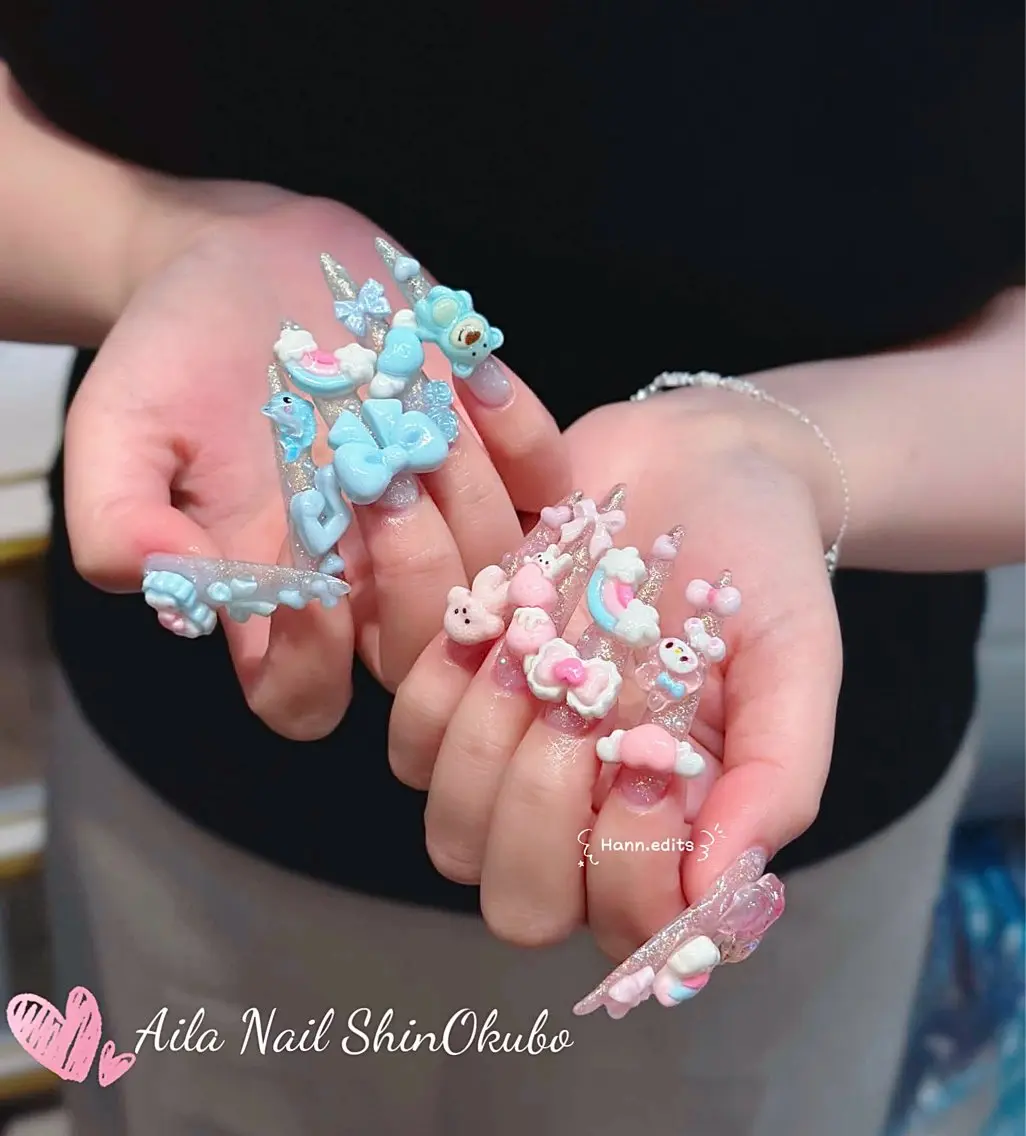 ロング 韓国風ヘア ハンドネイル Aila Nail ShinOkuboのネイルデザイン