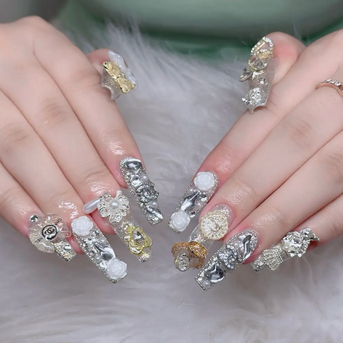 ネイル ロングネイル マグネットネイル リボン 夏ネイル スーパーロングネイル Hani Nail XUKAのネイルデザイン
