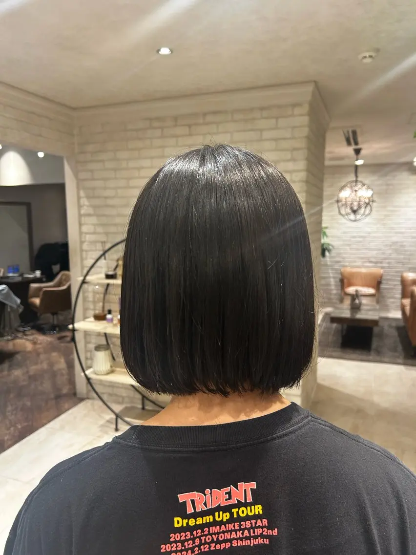 ショート ボブ 縮毛矯正 カット 縮毛矯正 田島 穂乃花のヘアスタイル