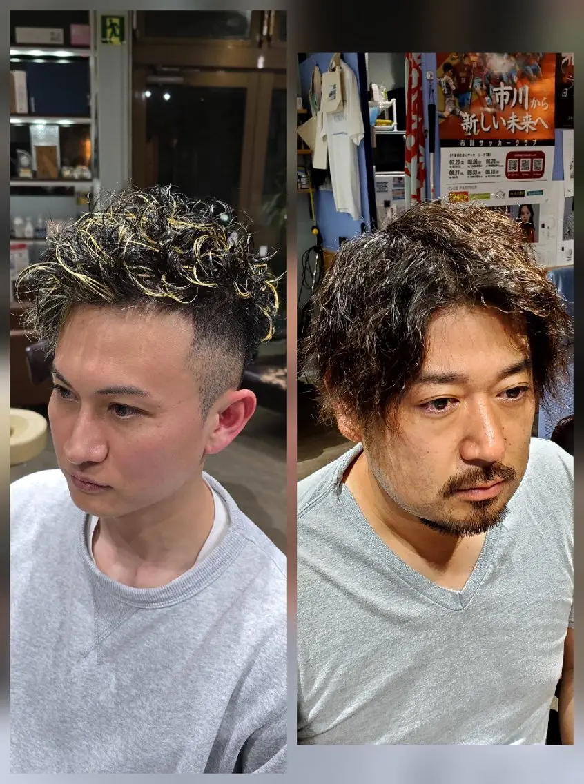 パーマ メンズ カット パーマ 佐々木 俊介のヘアスタイル