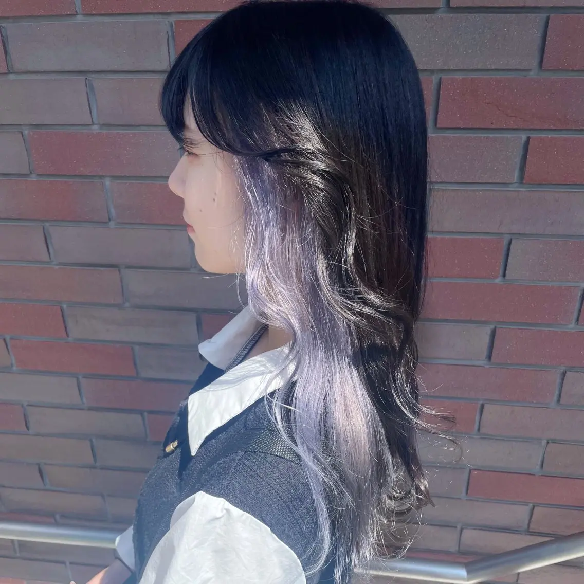 ロング カラー ヘアアレンジ 黒髪 透明感カラー インナーカラー ラベンダーカラー 古沢 みづきのヘアスタイル