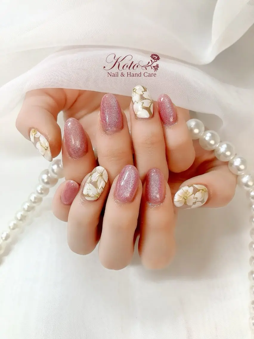 ネイル 成人式 長さ出し ジェルネイル 持ち込み ニュアンスネイル ハンドネイル Nail Salon KOTOのネイルデザイン