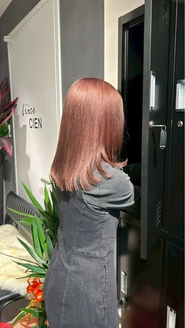 セミロング カラー ベージュカラー ブリーチ ピンクカラー ピンクベージュ 縮毛矯正/艶髪/透明 感カラー/NENEのヘアスタイル