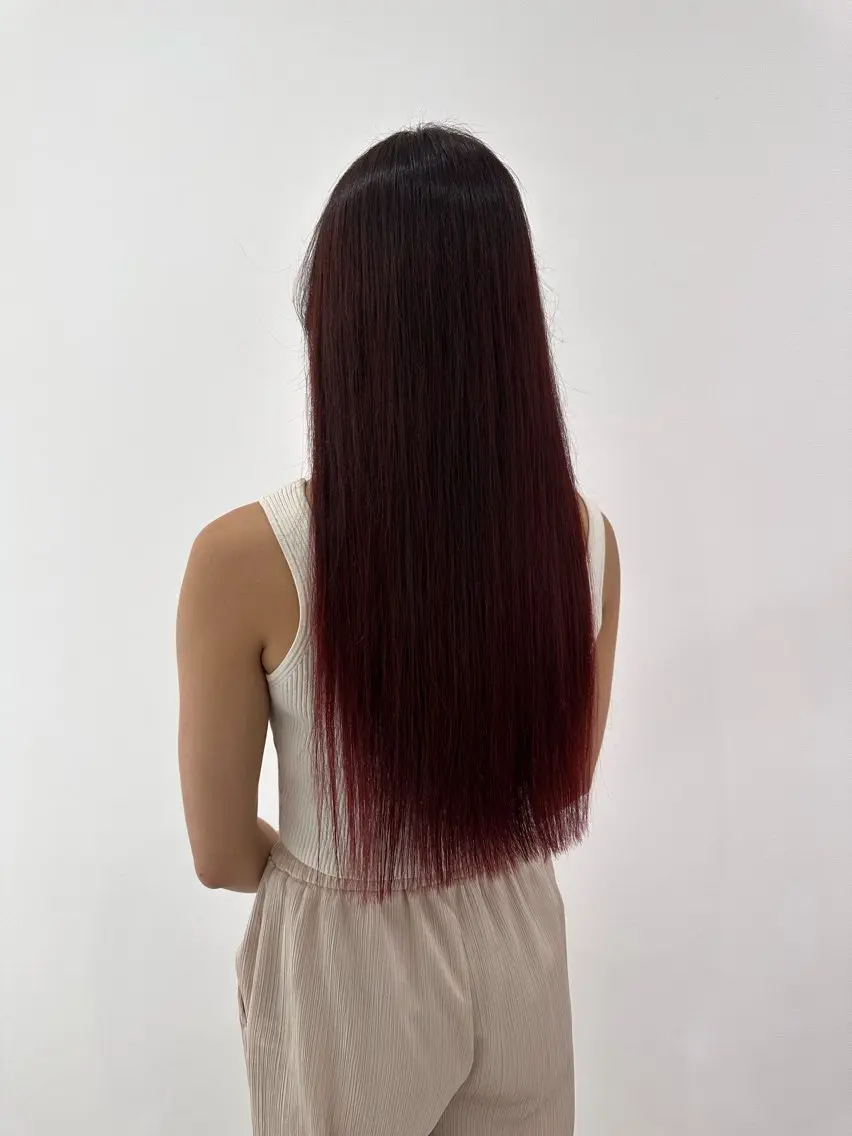 ロング カラー ブリーチ ブリーチなしカラー レッドカラー 韓国ヘア 野々山 ゆうとのヘアスタイル