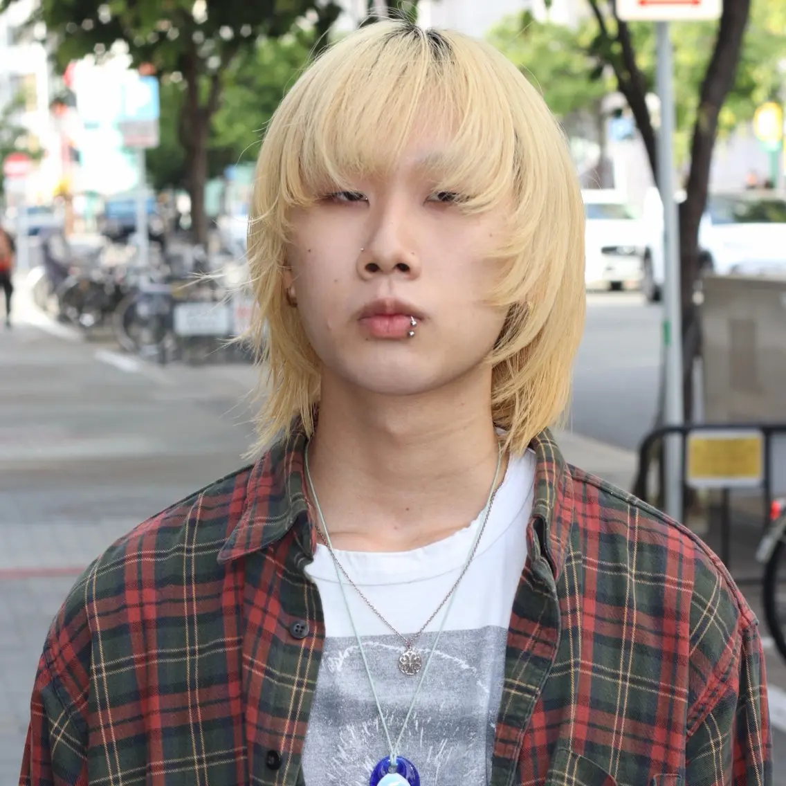 ミディアム カラー メンズ ボブレイヤー ブロンド ボブ レイヤーカット カット joh/メンズ/ ブリーチ/矢場町のヘアスタイル
