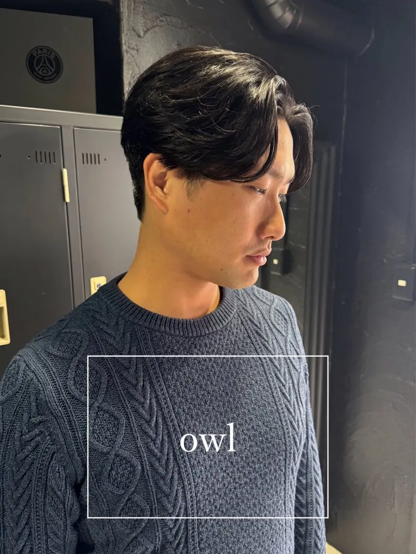 ショート パーマ メンズ センターパート メンズパーマ ニュアンスパーマ カット パーマ メンズ専門 美容師✨ アメ村 堀江颯瑛のヘアスタイル