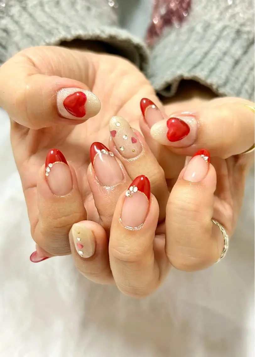 ネイル ハート バレンタイン Mente / mai🌸のネイルデザイン