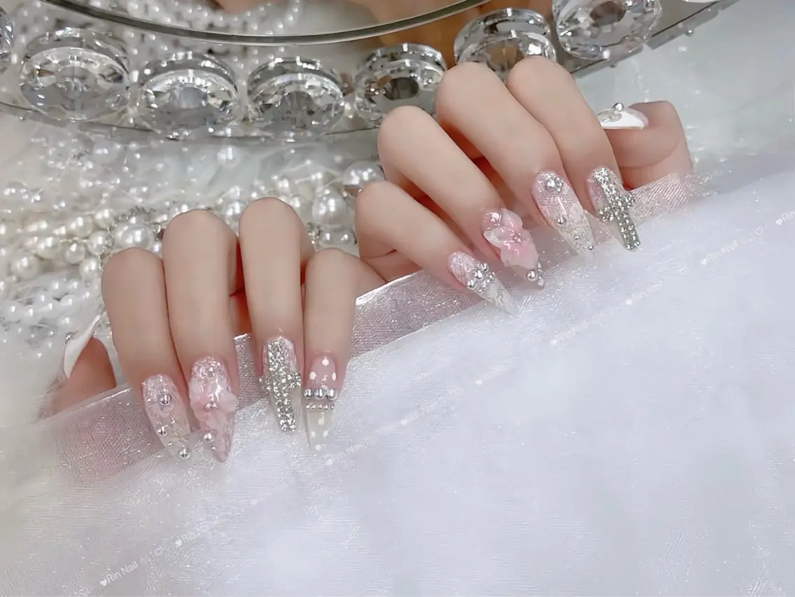 ネイル クリアネイル ドット フットネイル ジェルネイル グリーン ハンドネイル Rin Nail 新大久保店のネイルデザイン