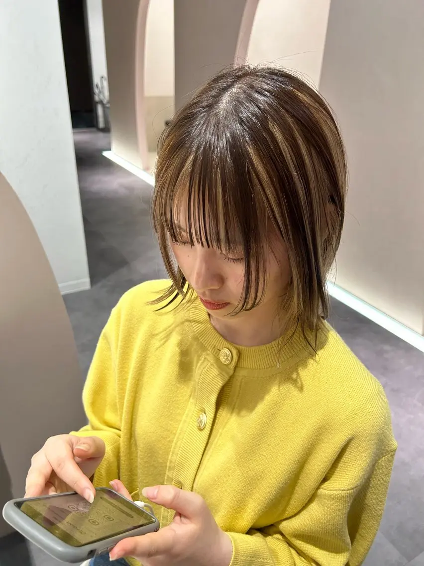 ミディアム カラー ベージュカラー ヘアカラー トリートメント 髪質改善縮毛矯正,ブ リーチ縮毛矯正KEIのヘアスタイル