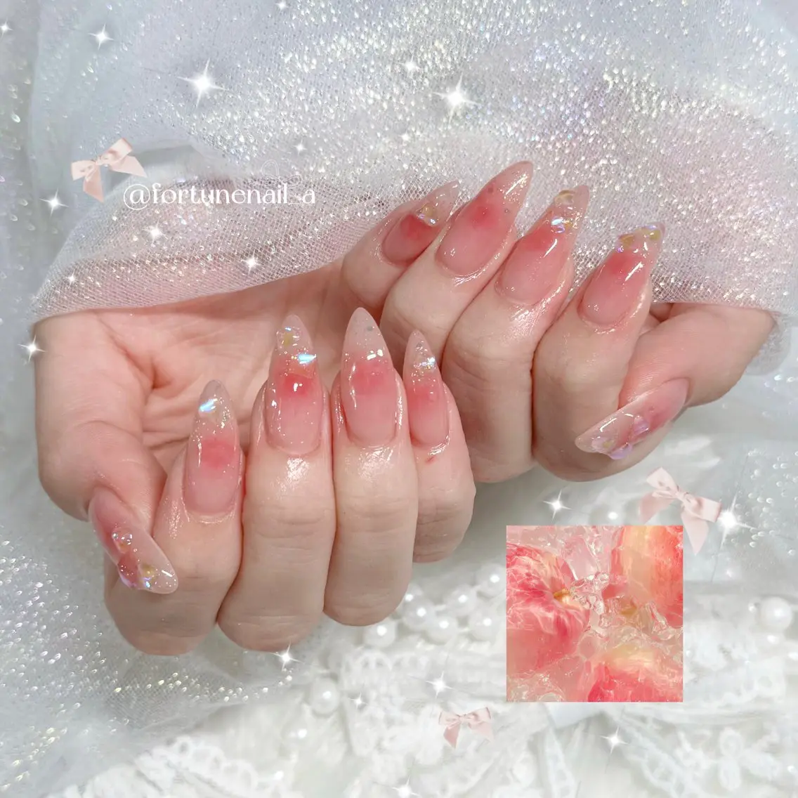 ネイル オーロラネイル チークネイル ハンドネイル .*🎀 aoi🎀のネイルデザイン