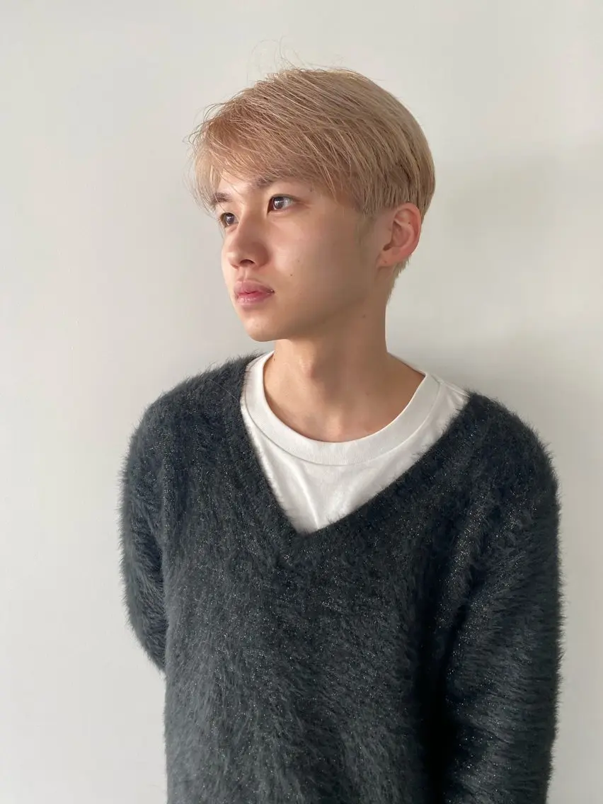 ショート カラー メンズ メンズブリーチ メンズハイトーン ブリーチ ハイトーンカラー カット ヘアカラー ボブ/レイヤー /河内温太のヘアスタイル