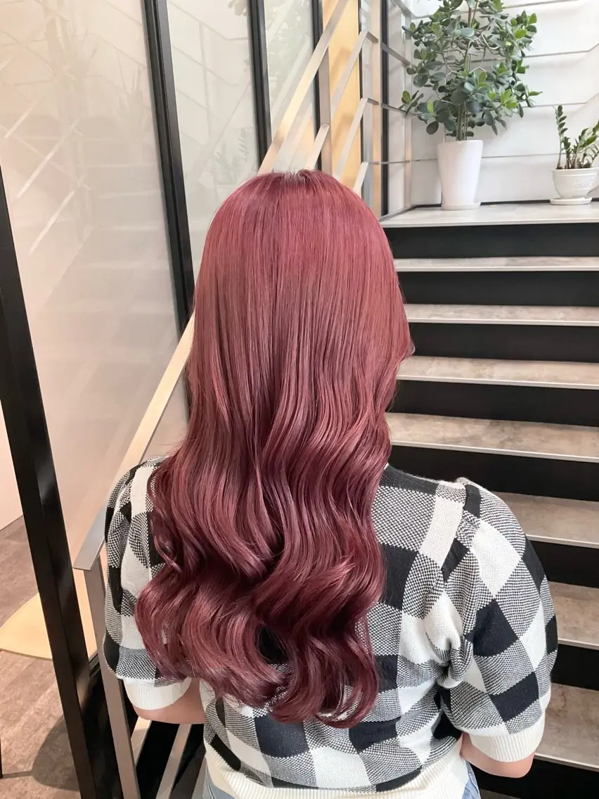 ロング ピンクラベンダー ヘアカラー トリートメント ヘアセット yoshi ☆のヘアスタイル