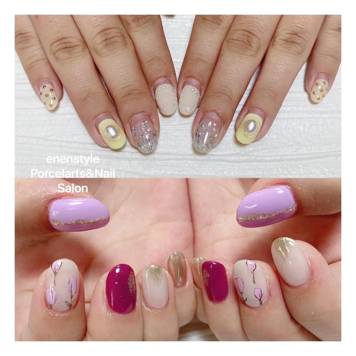 ミディアム ネイル ハンドネイル 🐾enen style 🐾のネイルデザイン
