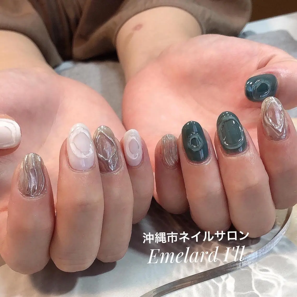 ネイル ニュアンスネイル ハンドネイル ハンドケア 沖縄市ネイルサロン エメラルドアイルのネイルデザイン