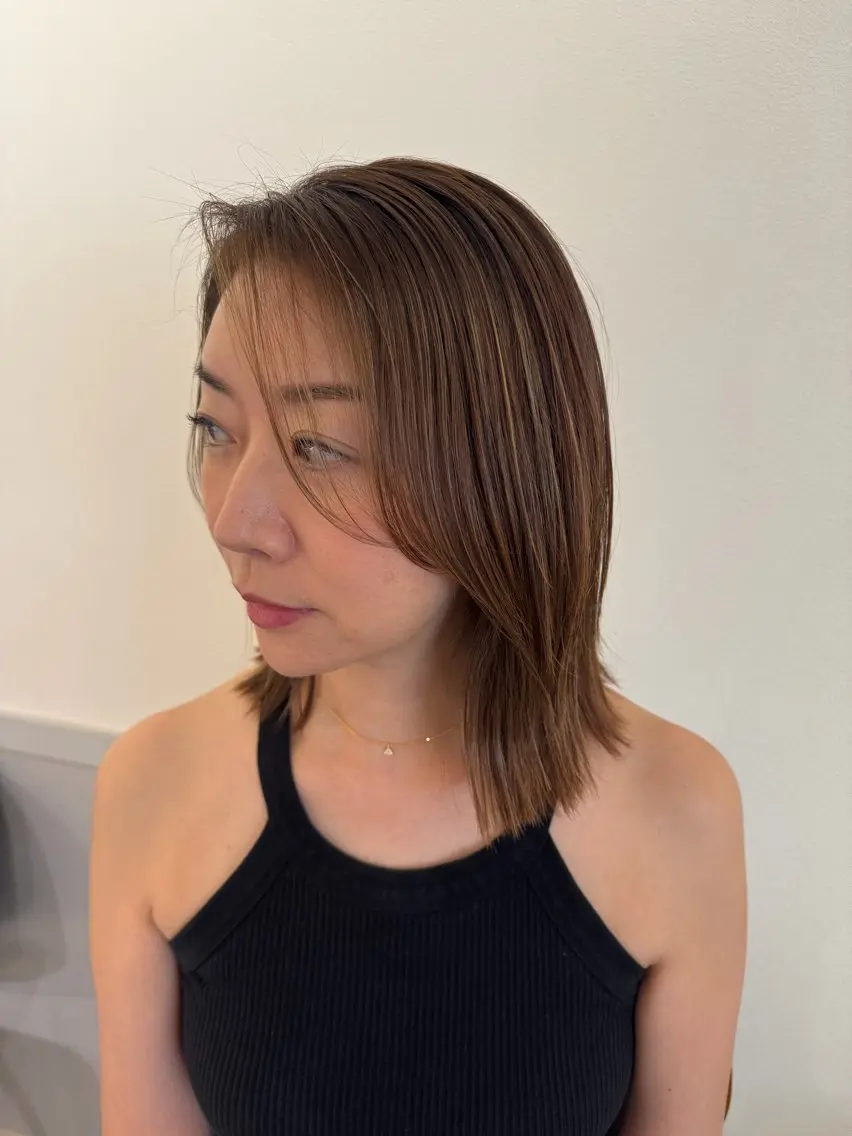 【ご新規様人気NO.1✨】骨格補正カット+白髪ぼかしカラー+髪質改善トリートメントの写真