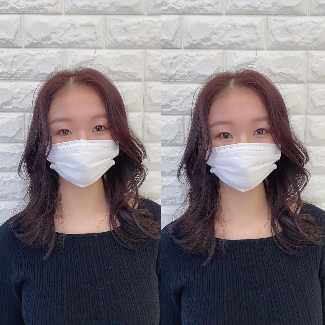 セミロング 韓国ヘア レイヤーカットのヘアスタイル