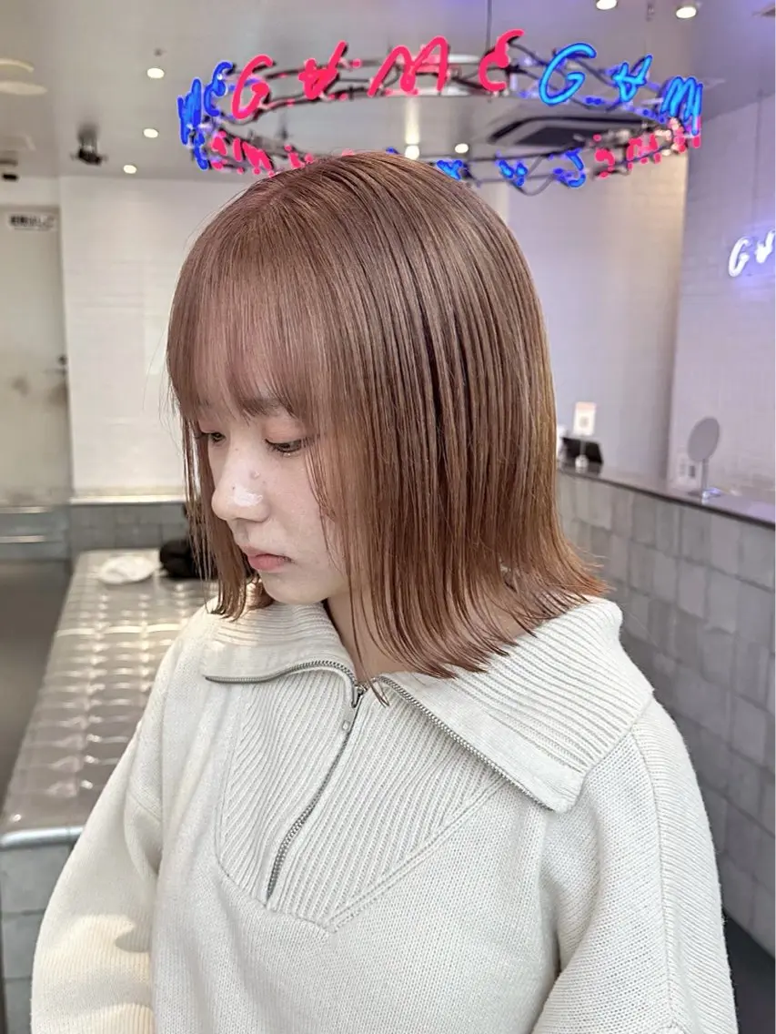 ショート カラー ヘアカラー トリートメント ✨傷ませないカラー ✨美髪矯正✨レオンのヘアスタイル