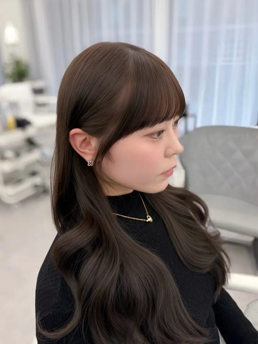 ロング カラー 透明感カラー 顔まわりレイヤー 顔周りカット ハッシュカット 髪質改善 カット ヘアカラー トリートメント 韓国ガーリーヘア🎀 Sayaka🤍のヘアスタイル