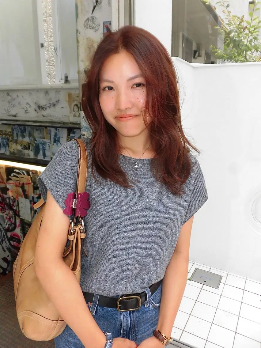 ロング カラー ブラウンカラー オレンジ オレンジブラウン ヘアカラー 工藤 姫和のヘアスタイル