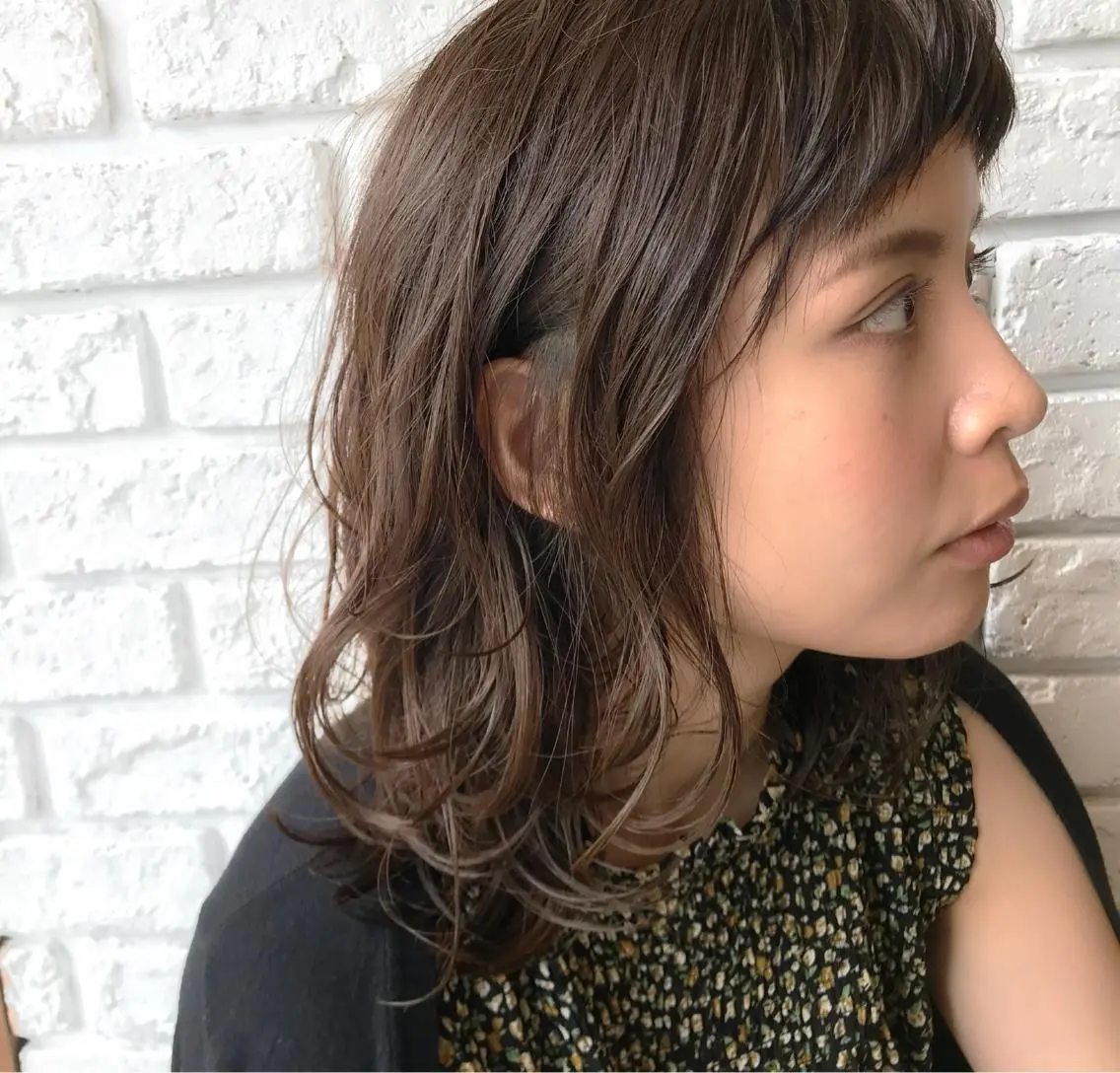 セミロング カラー パーマ カット ヘアカラー トリートメント 日比 貴大/ minim hairのヘアスタイル