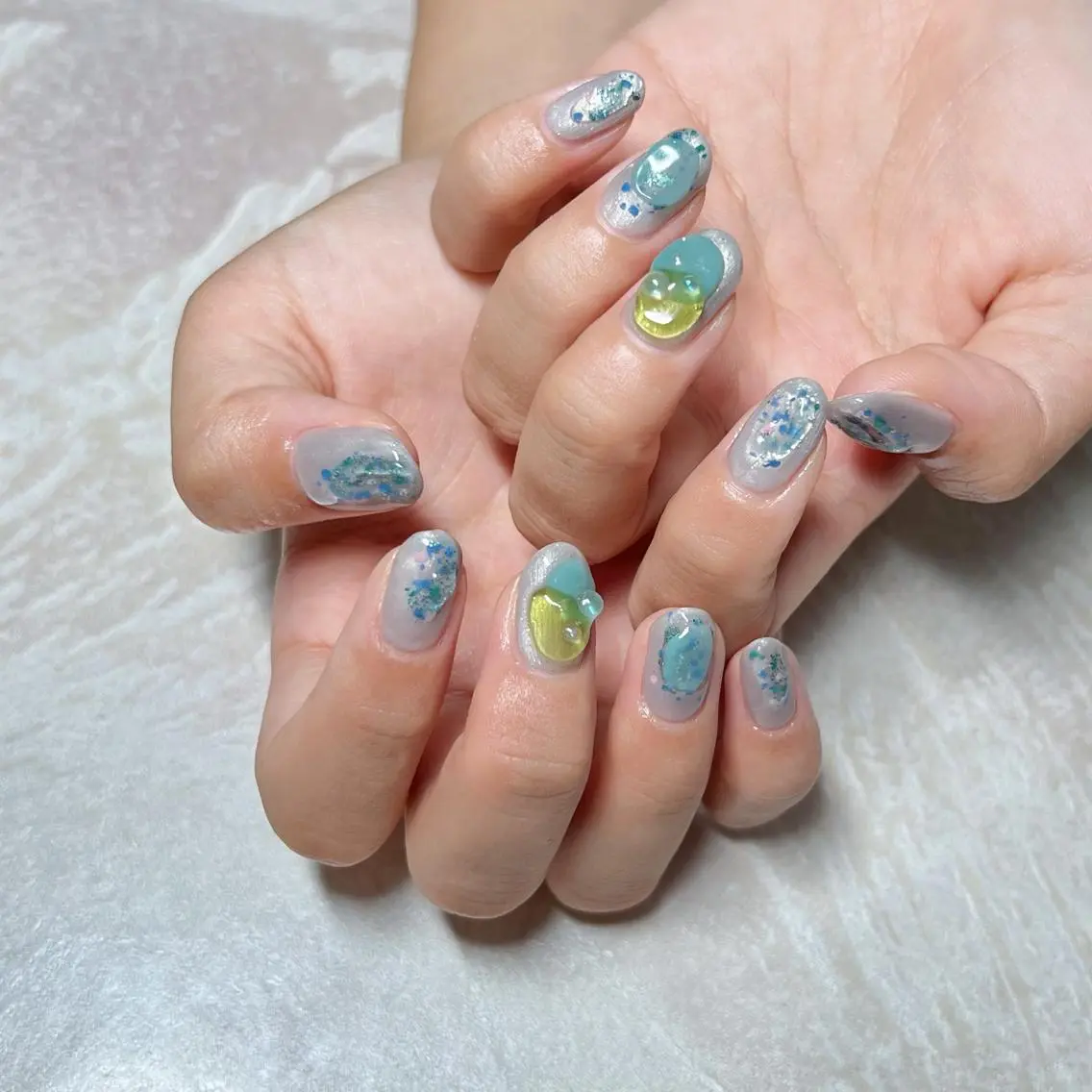 ネイル マグネットネイル ニュアンスネイル ショートネイル gemickle nailのネイルデザイン