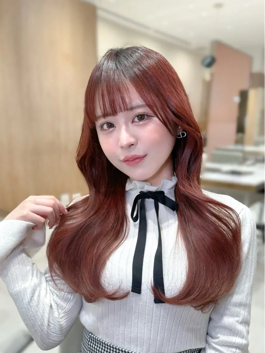 セミロング カラー ヘアカラー トリートメント ヘッドスパ ヘアセット 韓国ヘア/レイヤー/ 顔まわり/りょーとのヘアスタイル