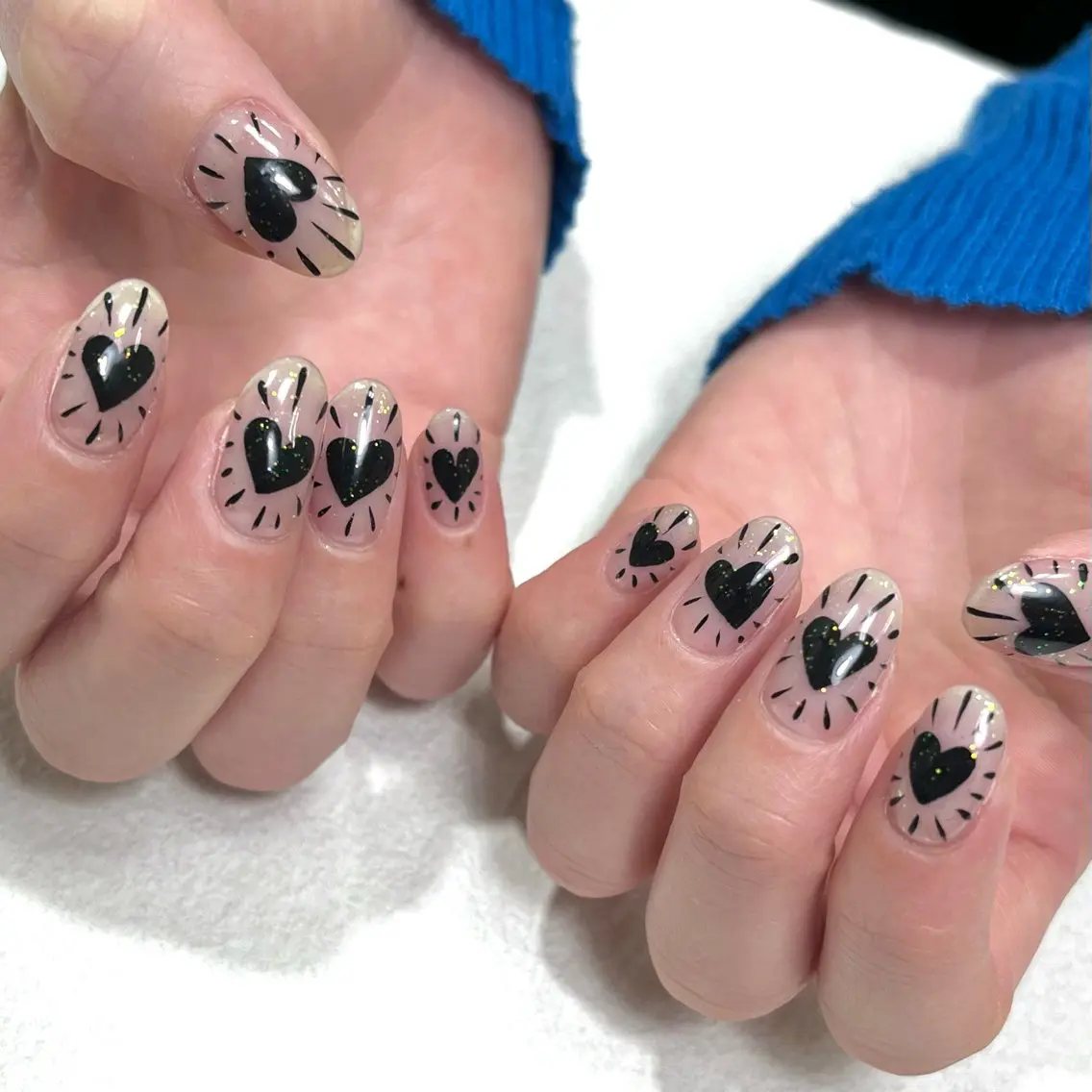 ネイル アートネイル クリアネイル ハート キラキラネイル 韓国ネイル ハンドネイル フットネイル Para Sol nail　Maoのネイルデザイン