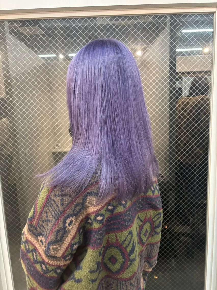 ロング カラー ブルーカラー ブルーラベンダー ラベンダーカラー ヘアカラー SHOTO ハイトー ン/ブロンドカラーのヘアスタイル