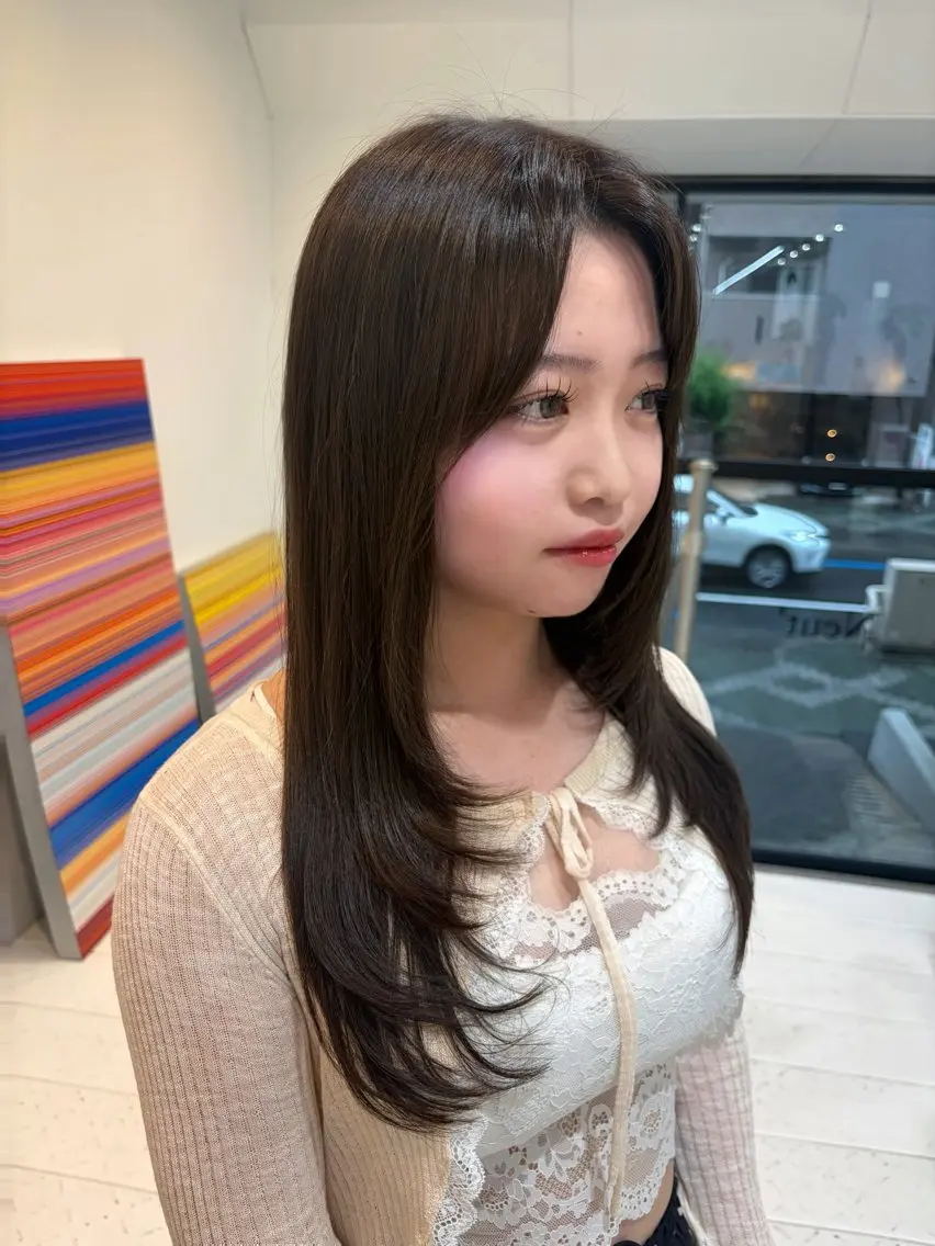 セミロング カラー ヘアカラー トリートメント ワンカラー🌙.* 艶カラー/NeNeのヘアスタイル