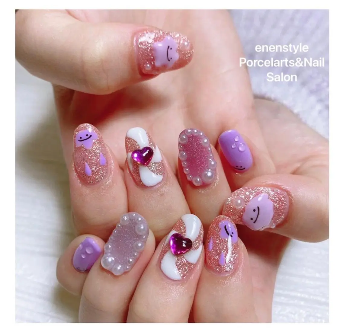 ミディアム ネイル 🐾enen style 🐾のネイルデザイン