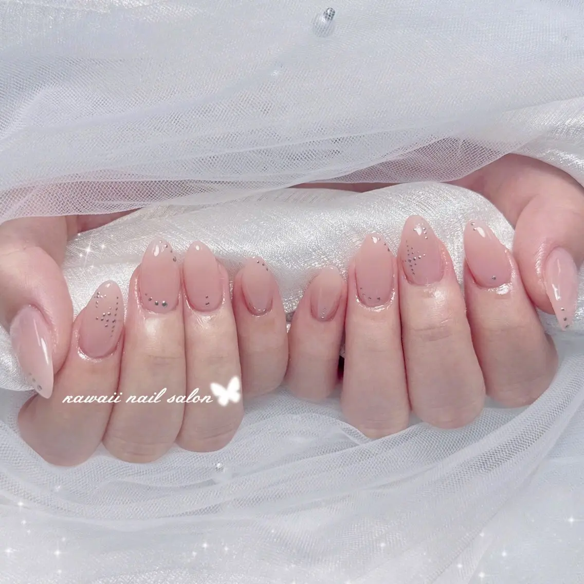 ネイル チークネイル ドット フレンチネイル 韓国ネイル レース Kawaii Nail Salonのネイルデザイン